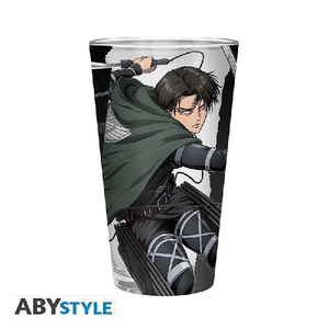 ATTACK ON TITAN - LARGE GLASS - 400ML - LEVI S4 ATTACK ON TITAN - LARGE GLASS - 400ML - LEVI S4