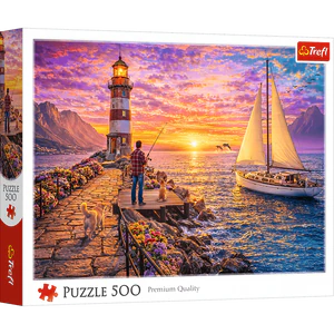 Puzzle 500 Latarnia o zachodzie słońca TREFL Puzzle 500 Latarnia o zachodzie słońca TREFL